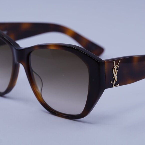 Saint Laurent SL M8 003 Sunglasses Havana Geometric Frame, Brown Lenses - Picture 3 of 10